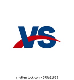 VS initial overlapping swoosh letter logo blue red