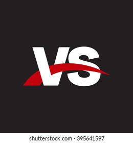 VS initial overlapping swoosh letter logo white red black background