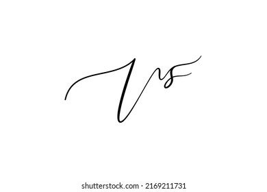 Vs initial signature logo. Handwriting logo template vector