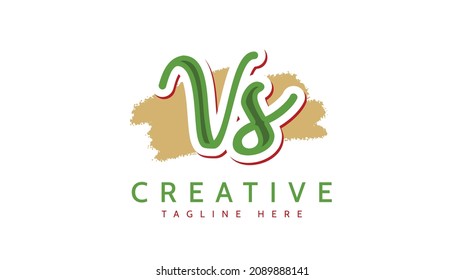 Vs Initials, handwriting logo vector