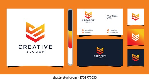 vs letter colorful logo, design template elements. logo design and business card set	