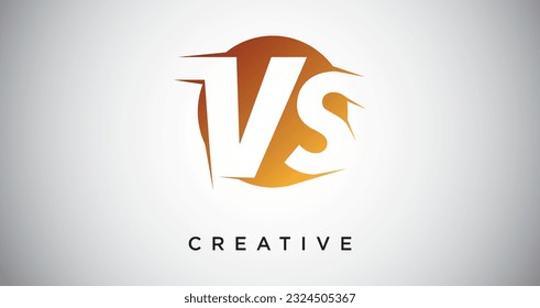VS Letter Design with Creative Cut and Colorful.