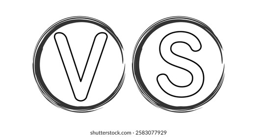 VS Letter Drawing Style Design Icon, Versus, Fight, Competition Logo Vector Illustration.	