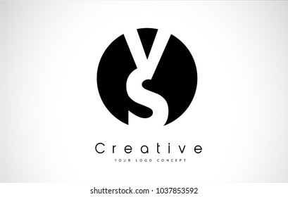 VS Letter Logo Design inside a Black Circle. Creative Lettering Logo Vector Illustration.