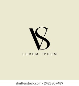 Diseño del logotipo de letras VS. VS polígono, círculo, triángulo, hexágono, estilo plano y sencillo con el logotipo de la letra de variación en color blanco fijado en un tablero. Logotipo de VS minimalista y clásico. VS