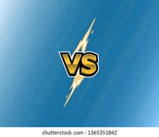 VS letters of lightning on blue background. Versus logo.