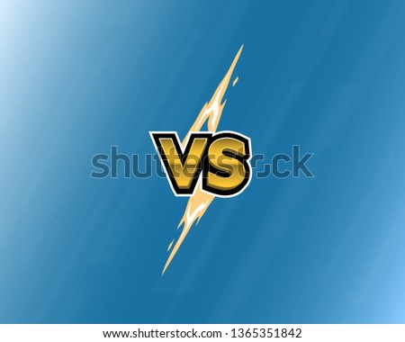 VS letters of lightning on blue background. Versus logo.
