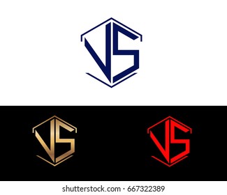 vs letters linked with hexagon shape logo

