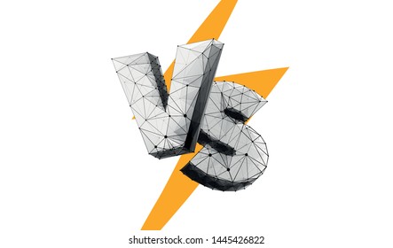 VS letters. Low poly wireframe style. Banner concept for contests, fights, battle, game. Polygonal abstract  isolated on white  background. Particles are connected in a geometric silhouette. Vector
