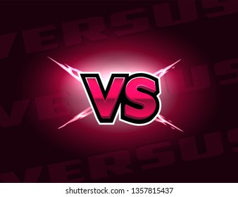 VS letters on lightning background. Versus logo.