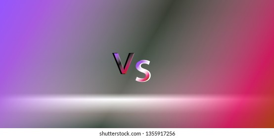 VS letters on ultraviolet background with lightning. Versus Vector Illustration.