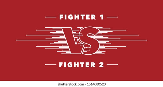 Vs letters vector icon, logo. Teams competition design with sign versus on red background. Banner or backdrop 
