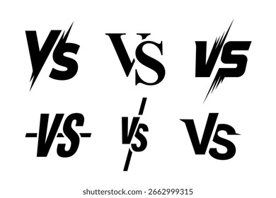 Conjunto de íconos de Vector de letras VS: conjunto de íconos de confrontación contra símbolo. Conjunto de letras VS. Iconos de batalla.