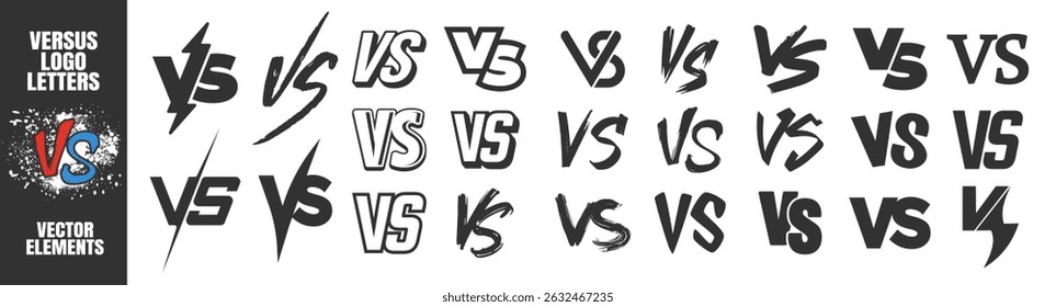 VS letters vector logo icon. Versus symbol design. Competition, fight, confrontation, opposition, match or battle concept isolated on transparent background