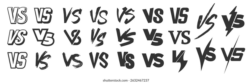 VS letters vector logo icon. Versus symbol design. Competition, fight, confrontation, opposition, match or battle concept isolated on transparent background