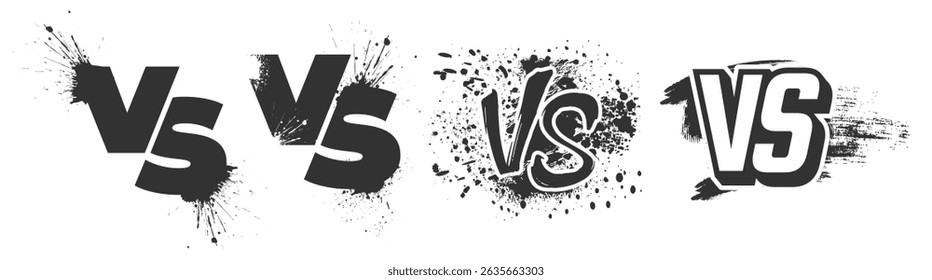 VS letters vector logo icon. Versus symbol design. Competition, fight, confrontation, opposition, match or battle concept isolated on transparent background