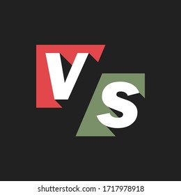 Vs Buchstaben oder versus Logo, Vektorsymbol einzeln auf schwarzem Hintergrund. V S-Brief mit Schatten.