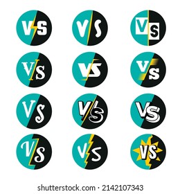 Vs logo. Battle fighting fonts duel characters matchmaking lettering words concurrence teams recent vector letters template