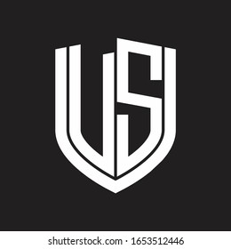VS Logo monogram with emblem shield design isolated on black background