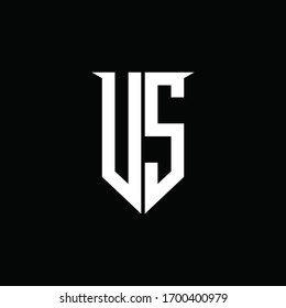 VS logo monogram with emblem shield style design template