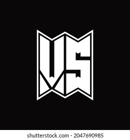 Monograma de logotipo VS con plantilla de diseño de estilo emblemático sobre fondo negro