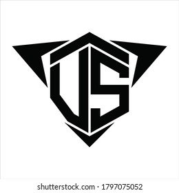 VS Logo monogram with wings arrow around design template on white background