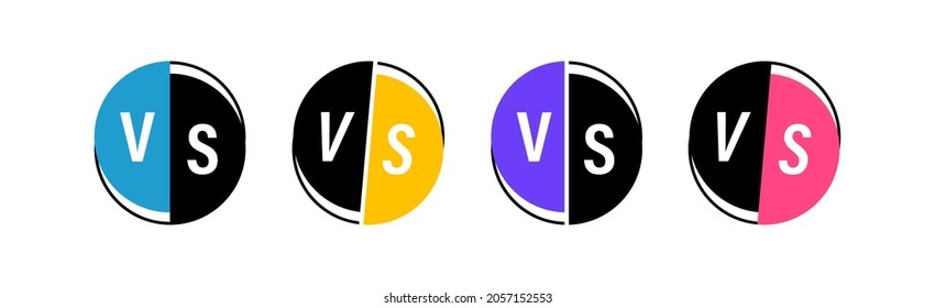 Vs logo set. Design concept for competitions between contestants, fighters or teams. Vector illustration.