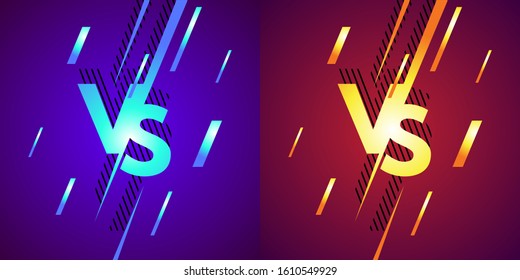 VS logo set. Versus sign. Confrontation in the game. Competitions. Martial arts. Battle concept. Fight vector. Sport games. Tournament background. Vector illustration.
