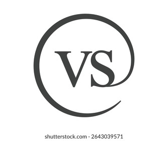 VS logo from two letter with circle shape email sign style. V and S round logotype of business company for brand identity.