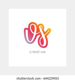 VS logo, vector. Useful as branding, app icon, alphabet combination, clip-art.