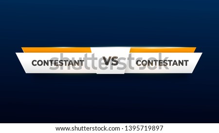 VS Logo. Versus Board of rivals, with space for text. vector illustration. Grey vs banner. football, basketball, soccer screen. vector illustration. yellow. in dark background