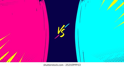 VS Match Sport Background with Pink and Blue Brush Stroke Split Design for Competitive Matchup Events, Battle Versus and Sports Events Banner