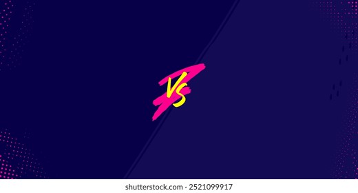 VS Match Sport Background with Pink and Dark Blue Brush Stroke Split Design for Competitive Matchup Events, Battle Versus and Sports Events Banner