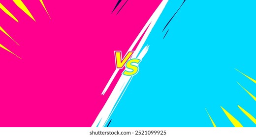 VS Match Sport Background with Pink and Blue Brush Stroke Split Design for Competitive Matchup Events, Battle Versus and Sports Events Banner