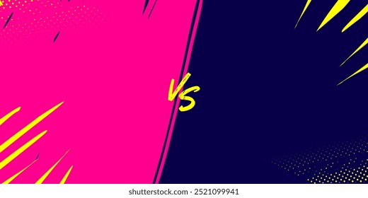 VS Match Sport Background with Pink and Dark Blue Brush Stroke Split Design for Competitive Matchup Events, Battle Versus and Sports Events Banner