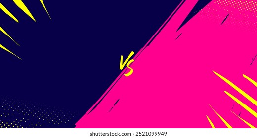 VS Match Sport Background with Pink and Dark Blue Brush Stroke Split Design for Competitive Matchup Events, Battle Versus and Sports Events Banner