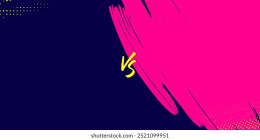 VS Match Sport Background with Pink and Dark Blue Brush Stroke Split Design for Competitive Matchup Events, Battle Versus and Sports Events Banner