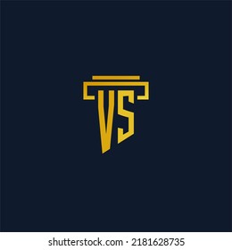 VS monogram initial logo for lawfirm with pillar design