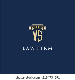 VS-Monogramm-Anfangslogo für Anwaltskanzlei mit Säulendesign