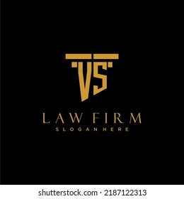 VS monogram initial logo for lawfirm with pillar design