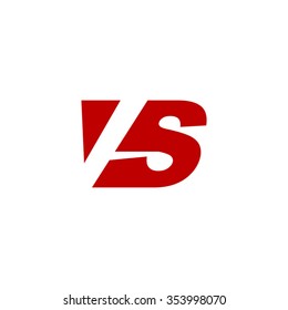VS negative space letter logo red