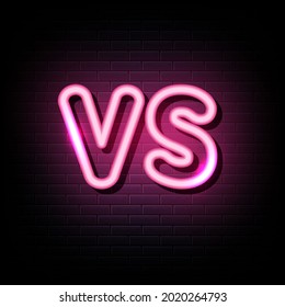 VS neon sign vector. sign symbol