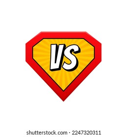 Vs on superhero shield. Versus logo. Vs battle. Confrontation fight competition. Vector illustration.