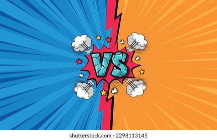 VS pop art banner background. Against comics with halftones. Geometric two color texture. Gradient design. Vector illustration