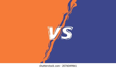 Vs poster.Versus comparison blank. Orange and blue battle cover with vs symbol. Vector illustration with divider and copy space. 