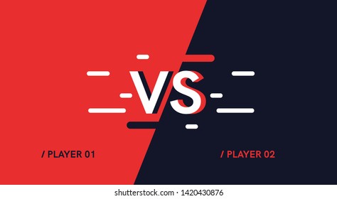 Vs screen. Blue and red abstract versus background. Fight template. Simple modern comic design. Flat style vector illustration.