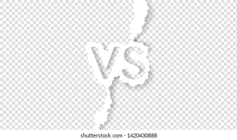 Vs screen. Blue and red abstract versus background. Torn paper design. Fight template. Simple modern comic design. Flat style vector illustration.