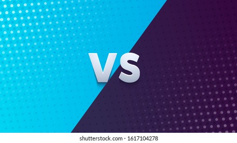 Vs screen. Blue and red abstract versus background. Fight template. Simple modern comic design. Flat style vector illustration.