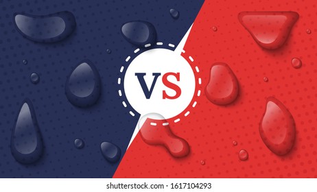 Vs screen. Blue and red abstract versus background. Fight template. Simple modern comic design. Flat style vector illustration.