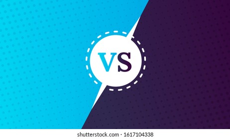 Vs screen. Blue and red abstract versus background. Fight template. Simple modern comic design. Flat style vector illustration.